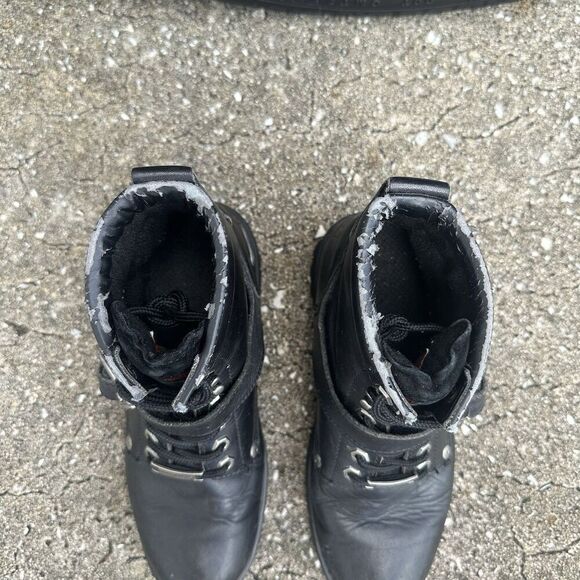 Harley Davidson Faded Glory Leather Moto Boots Womens 9 Lace Up Vintage 81024 - Picture 6 of 16